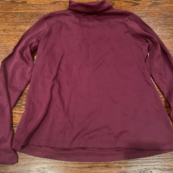 LL Bean Maroon Turtleneck Womens Small Reg Long Sleeve 100% Supima Cotton - Picture 2 of 3
